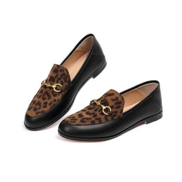 Imagem de Vertundy Mocassins femininos de salto baixo, Estampa de leopardo, 36