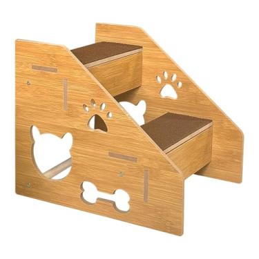 Imagem de KiBcsLic Escada de madeira para cães, rampa versátil e portátil para animais de estimação, escada antiderrapante para subir em carros, sofás e ambientes, 2 Camadas