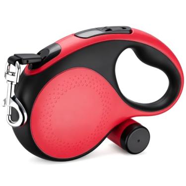 Imagem de Segarty Guia de caminhada de 6 m com suporte de bolsa de cocô para animais de estimação de até 50 kg, coleira de caminhada retrátil resistente e sem emaranhamento de 360° com alça antiderrapante