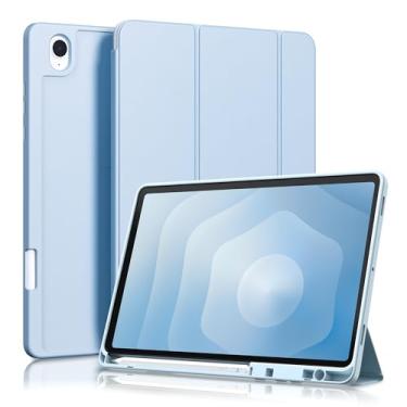 Imagem de Capa compatível com Samsung Galaxy Tab S11 de 11 polegadas 2025 SM-X730/X736B com suporte para caneta S, capa protetora traseira de TPU macio, suporte para despertar/hibernar automaticamente, preta