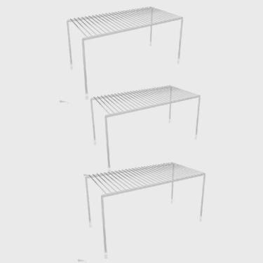 Imagem de Kit 3 Organizadores de Armário Preto Médio – Aramado 32cm para Pratos, Louça e Utensílios de Cozinha(Branco (Frete Grátis))