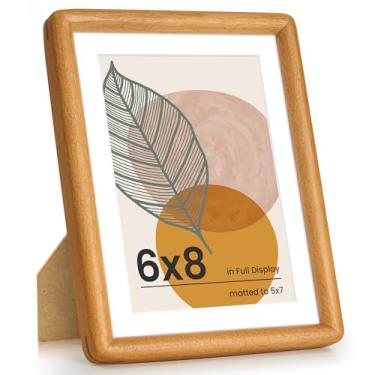 Imagem de Axeman Porta-retrato 15 x 20 cm - Moldura de madeira teca maciça com tapete para 13 x 18 cm - Moldura de canto arredondado 15 x 20 cm com vidro temperado para exibição de mesa