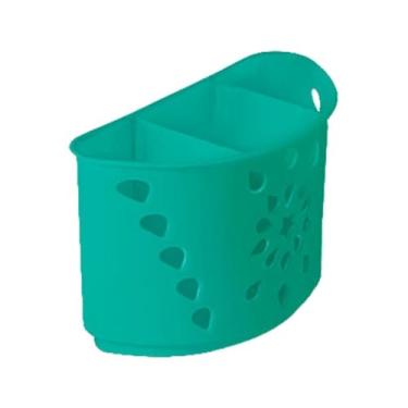 Imagem de 1 bandeja para talheres, 3 divisórias, escorredor de talheres durável em liga de níquel (Azul Turquesa)