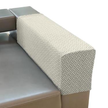 Imagem de PBIEHSR Capas de braço de sofá para sofá, capas de poltrona de apoio de braço, capas elásticas para cadeira reclinável, conjunto de 2 (marfim, grande)