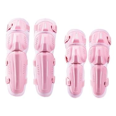 Imagem de SPXMQSS Joelheiras de motociclo, cotoveleiras/joelheiras Motocross equipamento de proteção com espuma EVA anti-choque, ergonómico para motocicleta, bicicleta - rosa Elbow Pads Knee Pads