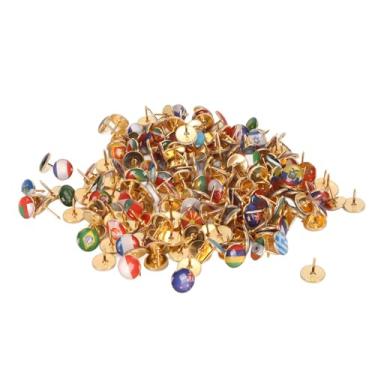 Imagem de Generic Pinos da Placa de Cortiça, Tachas de Polegar da Bandeira Nacional 200 Peças Cores Brilhantes Multiuso Decorativas para o Escritório