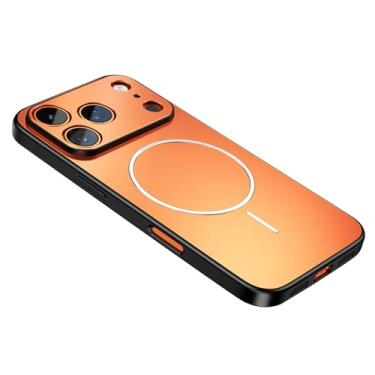 Imagem de HAOMRIYL Capa magnética para iPhone 17 Pro Max/17 Pro/Air/17, capa de proteção de lente fina rígida PC antiarranhões, laranja, ar