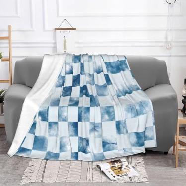 Imagem de ZERAOKE Tabuleiro de xadrez tie-dye - Cobertor de lã antibolinhas com estampa Queen Size - Cobertor leve e aconchegante para cama, sofá, acampamento - 4 tamanhos 102 x 76 a 203 x 152 cm