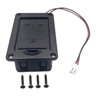 Imagem de menolana Caixa para bateria de 9V de captador ativo de guitarra/baixo com plugue e cabo, acessórios para instrumentos musicais, tampa de reposição.