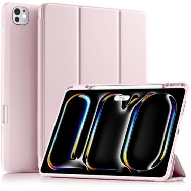 Imagem de Akkerds Capa compatível com iPad Pro de 13 polegadas (M5/M4) 2025/2024, para iPad 13 Pro com suporte para lápis, capa protetora fina com três dobras com parte traseira de TPU macio, despertar/hibernar