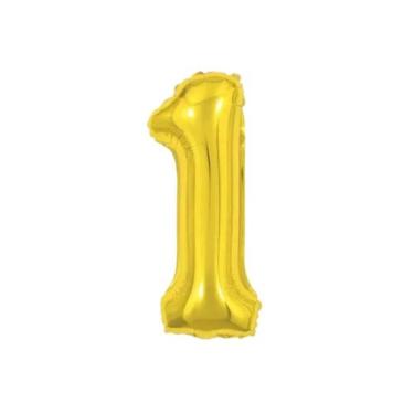 Imagem de Balao metalizado 40cm dourado numero 1 - Warna
