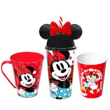 Imagem de Copinho Caneca Copo com Orelhas e Canudo da Minnie Vermelho Kit Premiu
