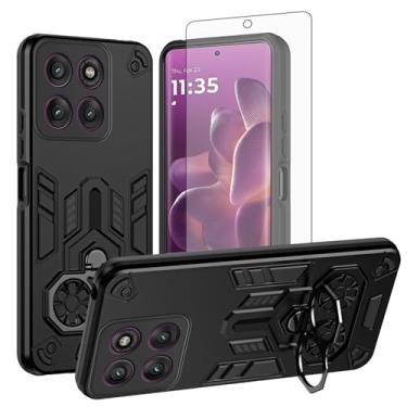 Imagem de Asuwish Capa de celular para Motorola Edge 60 Pro com protetor de tela de vidro temperado e suporte de anel rígido fino de couro PU híbrido acessórios para celular Moto Edge60 60Pro 5G feminino