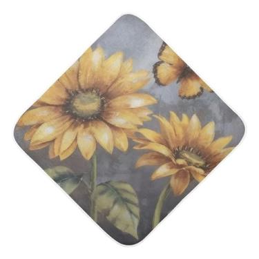 Imagem de Burbuja Toalha de banho de bebê retrô com borboleta de girassol - Toalha com capuz de musselina macia e absorvente para recém-nascidos, 89 x 89 cm
