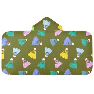 Imagem de Burbuja Toalha de banho com capuz de laço rosa para crianças, toalha de praia de pelúcia macia absorvente para chá de meninas e meninos 3-10 anos, 61 x 127 cm