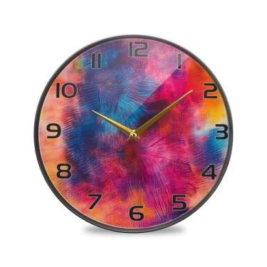 Imagem de YETTASBIN Relógio de parede de acrílico tingido - Silencioso, sem tique-taque, operado por bateria, relógio redondo decorativo criativo para cozinha, sala de estar, banheiro, decoração de escritório