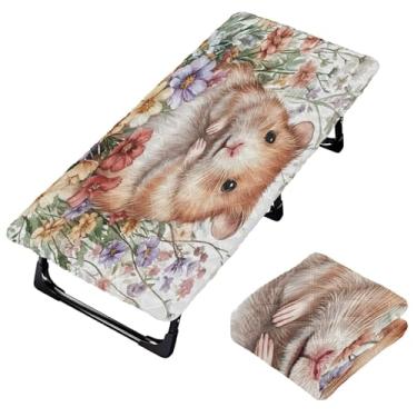 Imagem de Burbuja Lindo lençol de berço de flores de hamster para crianças, lençol de cochilo acolchoado portátil com faixa elástica para meninas e meninos, lavável na máquina, 63,5 x 127 cm