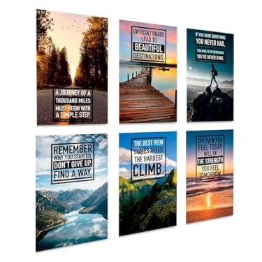 Imagem de Decoração de parede motivacional - Afirmações positivas, citações edificantes, decoração de arte de parede para escritório, casa, academia - conjunto de 6 pôsteres motivacionais inspiradores de 43 x