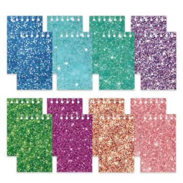 Imagem de 24Pcs Colorful Flash Theme Mini Notebooks Birthday Party Supplies Favors Goodie Bag Stuffers Glitter Colorful Little Pocket NotePads Gift Rewards Supplies for Party 8 Styles 25 Pages Each