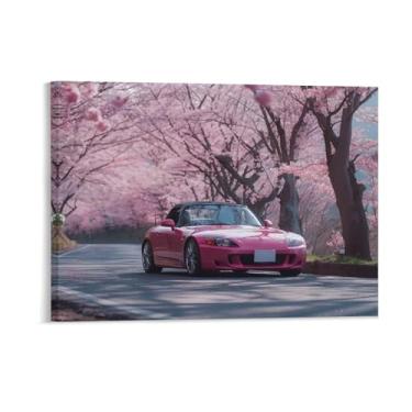 Imagem de HouLaiZhe Jdm S2000 rosa pôsteres de flor de cerejeira lona decoração de sala estética pintura de parede impressões de sala de galeria decoração de parede para quarto sala de estar escritório 18 x 24