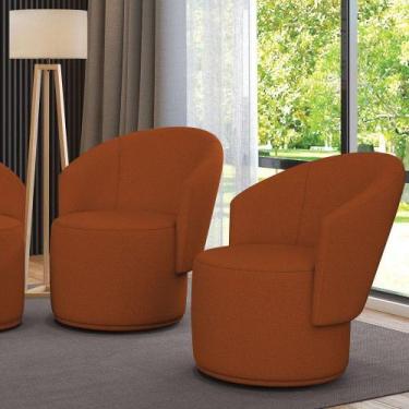 Imagem de Poltrona Decorativa Orgânica Fixa Para Sala Kit 2 Malu Bouclê Terra M1