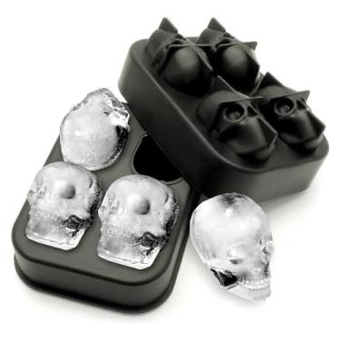 Imagem de Forma de Gelo Caveira 3D Silicone Molde Crânio Esfera Drinks