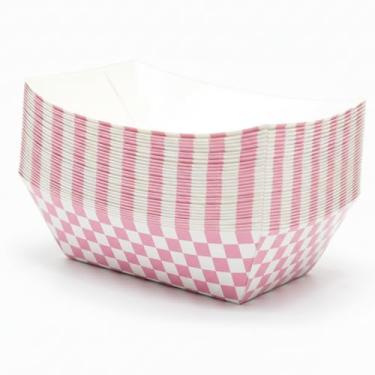 Imagem de Yaure Joy 30 peças de suprimentos de festa guingão de 900 g bandejas de papel descartáveis para chá de casamento, chá e lanche Nacho (rosa claro)