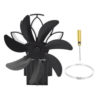 Imagem de MAVIS LAVEN Ventilador de Fogão a Lenha, Ventilador de Lareira Movido a Calor 7 Pás de Liga de Alumínio para Fogão a Lenha, Com Proteção contra Superaquecimento, para Queimador de Pellets