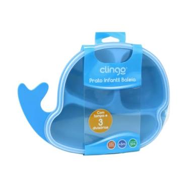 Imagem de Prato Infantil Baleia com Super Fixação e Divisórias - Livre de BPA, Silicone Grau Alimentício (Azul ou Rosa)