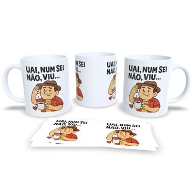 Imagem de Caneca de Cerâmica Branca com Frase Engraçada, Design Colorido com Ilustração de Mulher, Tema Café e Biscoitos (21072)