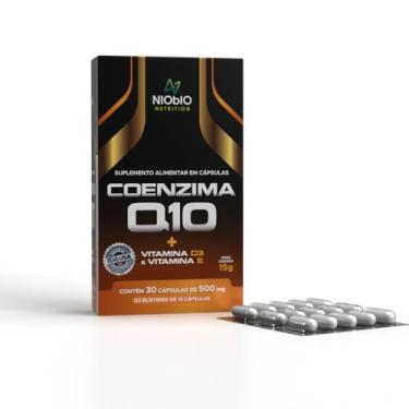 Imagem de NIObIO Nutrition Coenzima Q10 com Vitamina D3 e Vitamina E, Suplemento Alimentar em Cápsulas, 500mg, 30 Cápsulas