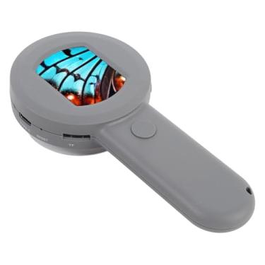 Imagem de Asixxsix Microscópio digital com câmera 16MP, Lupa portátil de ampliação 100X com tela LCD de 2 polegadas e 8 luzes LED ajustáveis, Lupa de brinquedo educativo para crianças e adultos