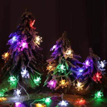 Imagem de Luzes de Natal, luzes de corda de floco de neve, luzes de fadas 20 LEDs, operadas por bateria, extensível para ambientes internos e externos, festas de casamento, árvore de Natal, Ano Novo, decorações