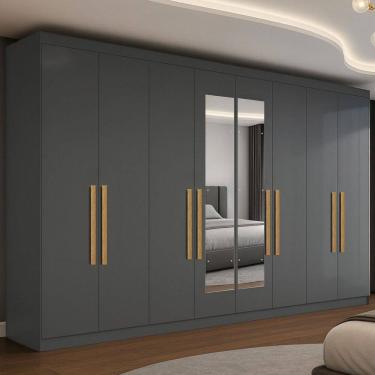 Imagem de Guarda-Roupa Casal German 8 Portas 4 Gavetas com Espelho Onix - Maxel