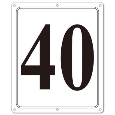 Imagem de i-CowFun Placa numerada de metal premium ao ar livre, refletiva 30,5 cm x 25,4 cm grandes placas numéricas de alumínio 40 para estacionamento, quadra de tênis, campo, armazém, corredor, edifício, doca