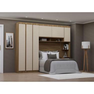 Imagem de Quarto de Casal Com Guarda Roupa e Mesa de Cabeceira 284cm Veneza Luci