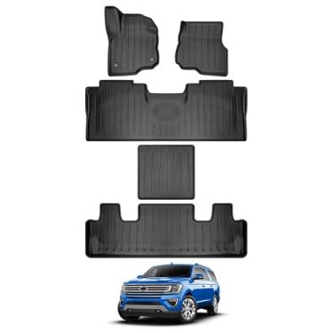 Imagem de HUYINPJ Tapete de chão compatível com 2018-2024 Ford Expedition & Expedition Max 7seater TPE forro de piso para todos os climas para acessórios de expedição 2023 (para expedição/máximo)