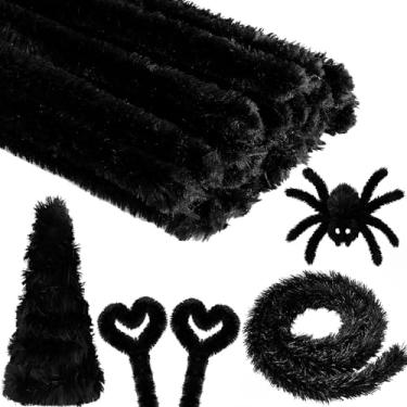 Imagem de Hotop 30 peças de limpadores de cachimbo extragrossos 30 mm hastes de chenille jumbo limpadores de cachimbo suprimentos para iniciantes decoração DIY suprimentos (preto, 6 metros)