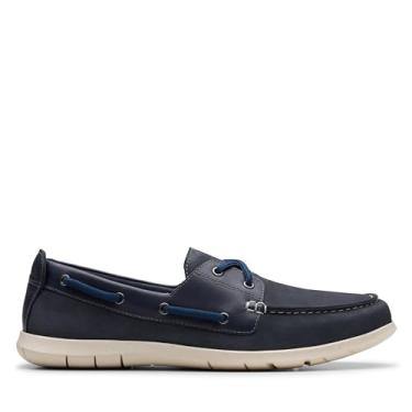 Imagem de Clarks Sapato náutico masculino Flexway 2 Eye, Nobuck marinho, 44