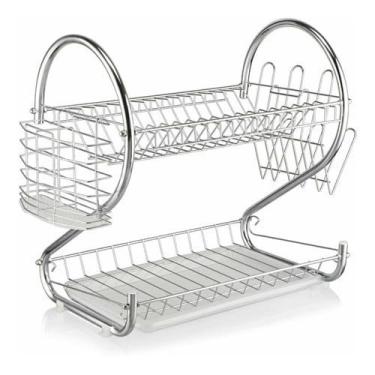 Imagem de Escorredor De Louça Inox 14 Pratos Organizador De Cozinha Escorredor De Talheres Para Pratos E Talheres