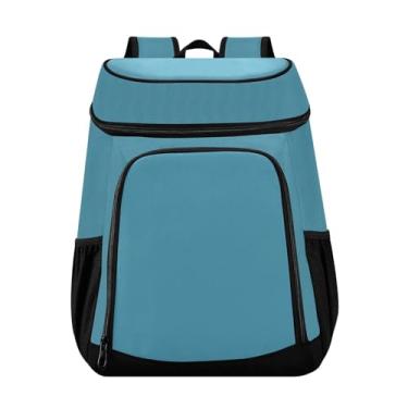 Imagem de Mochila azul saxe com refrigerador, 36 latas, lancheira isolada, para almoço, piquenique, pesca, caminhadas, acampamento, praia, parque