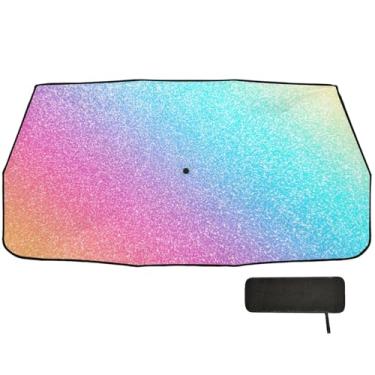 Imagem de Toldo de carro dobrável com glitter colorido guarda-chuva de para-brisa cobertura completa para SUV para-brisa dianteiro 147.3 cm x 75.4 cm