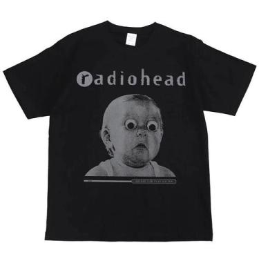 Imagem de Radiohead Rock Band Print American Street Hip Hop Vintage Preto Camise
