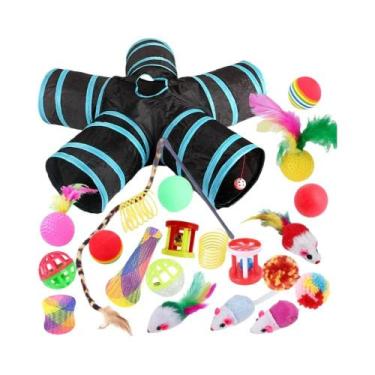 Imagem de Conjunto De Brinquedos Interativos Para Gatos 22 Peças Rato De Sisal B