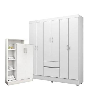 Imagem de Guarda Roupa Infantil Flash 2 e Armário Multiuso Elite Branco Brilho - Demóbile