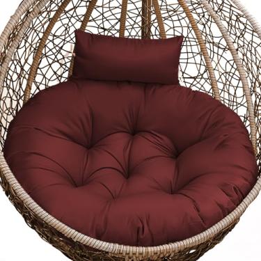 Imagem de Tycdiose Almofada de substituição para cadeira de ovo para uso externo, cesta suspensa espessa almofada para cadeira de ovo à prova d'água Papasan almofadas para cadeiras com encosto de cabeça