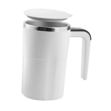 Imagem de WeiLaiKeQi Caneca elétrica com misturador automático para café, com tampa, versátil para chá, chocolate e outras bebidas. Ideal para uso no escritório, Branco