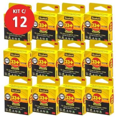 Imagem de Kit 12 Fita Isolante 3m Scotch 33+ 19mm X 5 Metros