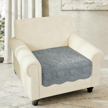 Imagem de Arfntevss Capa de sofá para cães, boho, pelúcia para animais de estimação, lavável, felpuda, única, capa de cadeira, antiderrapante, para apoio de braço, protetor de móveis (vinhas de pelúcia cinza