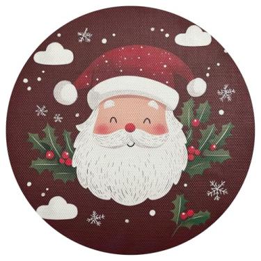 Imagem de xigua Jogo americano redondo de Natal Papai Noel, conjunto de 4, tapete de mesa redondo antiderrapante resistente ao calor, tapetes de mesa de 48 cm para decoração de cozinha, jantar e festa